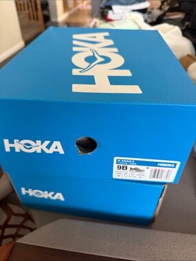 Hoka Bright Blue Shoe Box with White Logo